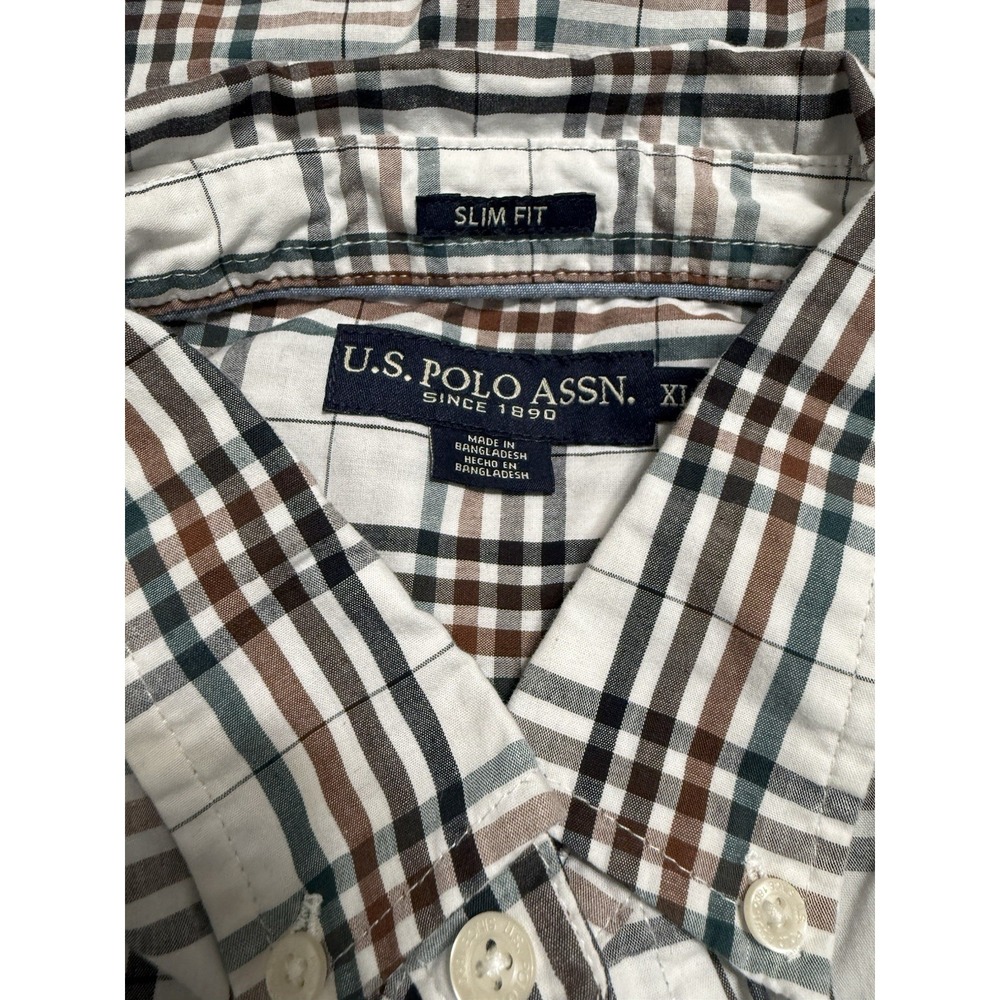 U. S. Polo Assn. Plaid Button Down Shirt Men's XL Regular-Stretch Long Sleeve